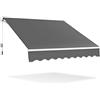 GYMAX Tenda da Sole per Balcone, Tende da Sole a Bracci Estensibili con Tettuccio Impermeabile e Protezione Solare, Tenda da Sole per Esterno Avvolgibile (Grigio, 295 x 200 cm)