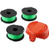 YUETTYY Bobina di ricambio e copertura per bobina, 3 bobine per decespugliatore + 1 tappo per Black & Decker GL7033 GL8033 GL9035 kit bobina di filo per decespugliatore automatico