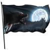 NIBABAEU 90 x 150 cm, bandiera decorativa per casa, stampa di Halloween, lupo mannaro al chiaro di luna, decorazione per prato