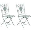 CLP Set di 2 sedie da Giardino in Ferro Sibell I Sedie Pieghevoli con nobili Ornamenti, Colore:Antico-Verde