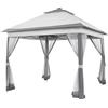 Soberine Gazebo da Giardino con Zanzariera Gazebo Pieghevole 3 × 3 m con Protezione Solare Tendone per Feste Regolabile in Altezza da Esterno Giardino Spiaggia Grigio/333x333x291 cm