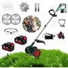 CUSTOMRUNNER Decespugliatore Elettrico Senza Filo Con 2 Batterie,2000w Tagliasiepi A Carrello Professionale 2 In 1 Con 4 Tipi Di Lame, Maniglia Telescopica, Per Prato Campo Da Giardino (Ha le ruote)