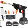 Purova Idropulitrice a Batteria, Idropulitrice 21V MAX 35Bar, Pistola Di Lavaggio a Batterie, Portatile Press & Clean, Lancia Schiuma, Tubo da 5M, Auto, Prato (con 2 Batteria da 6000 mAh)