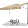 Fiqops Tenda da Sole a Bracci con Manovella, 400x120cm Tenda da Sole per Balcone, Regolabile in Altezza, Idrorepellente, Senza Forare, in metallo e 100% poliestere, Giallo Blu