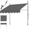 tectake® Tenda da Sole a Morsetto con Manovella, Altezza e Inclinazione Regolabile, Telo Impermeabile e Resistente ai Raggi UV, Ideale per Balcone e Terrazzo, 200x180cm - Nero/Grigio