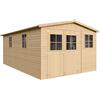 TIMBELA Casa da giardino in legno naturale A226x516x324 cm/15 m²- Magazzino esterno con finestre - Capanno da giardino - Bici, Deposito attrezzi e rimessa TIMBELA M337