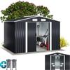 GARDEBRUK® Casetta per Attrezzi da Giardino XXL in Metallo 5m² con Base 257x205x178cm Porta Scorrevole Capanno Antracite con Tetto Prese d´Aria Capannone Rimessa da Esterno 9m³
