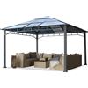 TOOLPORT Gazebo da Giardino 4x4 m Telaio in Alluminio Tetto in Policarbonato da ca. 8 mm Gazebo da Giardino Senza Teli Laterali
