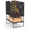 blumfeldt Braciere da Giardino, Bracere da Esterno Legna Rettangolare, Braciere con Supporto, Braciere da Esterno Resistente alle Intemperie in Acciaio, Copertura Barbecue, per Campeggio e Terrazzo