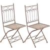 CLP Set di 2 Sedie Pieghevoli in Ferro Asina dal Design Nostalgico I Sedia da Giardino Pieghevole con Ornamenti Nobili, Colore:Antico Marrone
