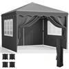 LIFERUN Gazebo 3x3, Tenda de Giardino, Gazebi Pieghevole con Oxford 420D, Pergola Impermeabile, Fête Tente Regolabile in Altezza, Protezione UV 50+, per Spiaggia, Cortile, Giardino, Grigio Scuro