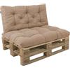 POKAR Set di Cuscini per Europallet da 2 pezzi: 1x Cuscino-sedile 120x60cm + 1x Cuscino-schienale 120x60cm, per Divano da Giardino, per Interno ed Esterno, senza Pallet, beige