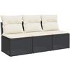 vidaXL Divano da Giardino a 3 Posti con Cuscini Nero in Polyrattan