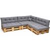 POKAR Set di Cuscini per Europallet Imbottito da 8 pezzi: 3x Sedile 120x80cm +3x Schienale 120x40cm +1x Laterale 60x40cm +1x decorativo 40x40cm, per Divano da Giardino, senza Pallet, grigio
