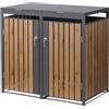 ML DESIGN modern living ML-Design Copribidone per 2 Bidoni di Spazzatura Doppio Contenitore Pattumiera Cassonetti Rifiuti 240 L 132 x 80 x 116,3 cm Box in Acciaio Antracite/Effetto Quercia Coperchio Ribaltabile con 2 Porte