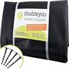 Doubleyou Geovlies & Baustoffe Tessuto non tessuto 2 x 2 m NERO - Protezione per sabbiera vibrazione e 4 X FISSAGGIO A TERRA
