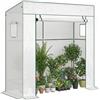Outsunny Serra da Giardino con Tetto Inclinato, 2 Finestre e Porta Avvolgibili, Serra per Orto con Struttura in Acciaio, Copertura in PE Anti-UV, per Orto Verdure Fiori Piante, 196x77x197 cm, Bianco