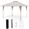 COSTWAY Tenda Pop-up Esterno 4x4 m Doppio Tetto, Gazebo da Giardino Altezza Regolabile con Fori di Drenaggio, Tenda da Giardino Antivento Facile da Montare con Borsa di Trasporto (Kaki)
