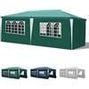 Yakimz Gazebo da giardino, impermeabile, 3 x 6 m, stabile, resistente all'inverno, con 6 pannelli laterali e finestre, gazebo parasole per feste, bancarelle, festival, verde