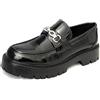 RIXANT Mocassini da uomo in pelle con plateau, slip-on, eleganti, con decorazioni in metallo, suola antiscivolo, casual, da lavoro, for guida, ufficio e feste(Schwarz,42 EU)