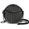 Kris Anna Borchie Mini Borsa a tracolla con Catena Frange da Donna Nero