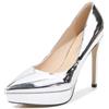 Generic Argento,37 EU,Scarpe da Donna con Plateau, Punta Chiusa, Tacco Alto, 4,7 pollici/12 cm, Tacchi a Spillo per Feste, Matrimoni, Banchetti e Abiti Eleganti