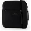 Armani Exchange Flat Shoulder Bag Made of Eco-leather - Tracolla Uomini, Black,