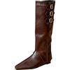 Generico Stivali Texani Camperos Western Texani Stivaletti Tacco Medio Stivali Texani Donna con Tacco Bassi Boots Equitazione Stivali Donna Indianini Stivaletto da Cowboy Cowgirl Cerniera Scarponcino
