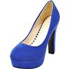 Lizoleor Decollete Donna Tacco Largo Alto Plateau Scarpe Punta Rotonda Chiuse Senza Chiusura Festa Prom Vestito Sera Cerimonia Blu Numero 40 EU/41CN