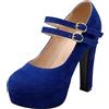 Lroey Reoly Décolleté Donna, Mary Jane Tacco a Blocco Eleganti Scarpe da Sera Tacco Alto Punta Rotonda con Plateau Fibbia Beige Numero 35 EU