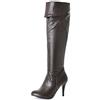 ORANDESIGNE Stivali da Donna Impermeabile Stivali a Stiletto Elegante Stivali Strass Fibbia della Cintura Scarpa A Blu 39 EU
