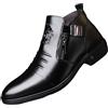 Generic Scarpe da Uomo Autunno Inverno Nuove Business Alte in Calda Pelle di Cotone con Zip Laterale, vestibilità Comoda for Occasioni D'ufficio, Scarpe Casual Eleganti for Gentiluomini(Black,42 EU)