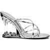 Rozhuhro Infradito da Donna Sandali con Zeppa Moda Open Toe Stringati Sandali con Tacco Alto Casual Comodo Vestito da Festa Grosso Tacco Alto Décolleté Pantofole,Argento,41 EU