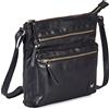 Wise Owl Accessories Borse a tracolla e portamonete piccole in vera pelle da donna - Borsa a tracolla incrociata premium (nappa nera)