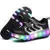 KOWO Scarpe LED,Scarpe da Skateboard a LED Light-UP,per Ragazze Unisex per Bambini,Ruote Doppie Singole,Luce 7 Colore Ricaricabili USB,Scarpe da Cross Sportive All'aperto