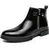 LVTFIYQX Stivaletti Chelsea da Uomo, Stivaletti in Pelle con Cerniera Laterale, Scarpe Eleganti Casual per Uso Quotidiano Formale, Scarpe Impermeabili Autunno,Nero,46 EU