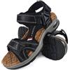 JEBUKTXE Sandali Uomo Pelle Estivi Punta Aperta Cuoio Sandali Sportivi A Strappo Sandalo da Trekking Nero 43