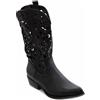 STILL Scarpe Donna Stivali Texani Cowboy Traforati Estate Nero Punta Moda Nuovi G629 (Nero, Numeric_36)