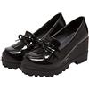 Generic11 Scarpe con Tacco a Zeppa per Donna Mocassini Casual Eleganti con Nappe con Nodo a Fiocco in Pelle Verniciata Scarpe con Plateau Antiscivolo Resistenti