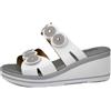 CINZIA SOFT Ciabatte Sandali Donna Bianchi e Argento con Doppio Strap, Zeppa Media 6 cm, 13079 TAGLIA DONNA 39