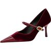 WBITJDK Tacco A Spillo A Punta Décolleté Donna Cinturino alla Caviglia Fibbia Tacchi 7/10CM da Matrimonio Ufficio Feste Sexy Scarpe (Verde 7cm,40)