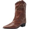 Generico Camperos Texani Donna Western Texani Tronchetti Equitazione Stivali Alti Donna con Tacco Stivaletti a Metà Polpaccio Stivali Lunghi da Donna Piatti Scarponcino Cerniera da Cowboy Cowgirl Stivaletto