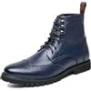 ENWIND Stivali da Moto da Uomo con Stringati Chukka Stivali Cerniera Stivaletti da Brogue,Blu,43 EU