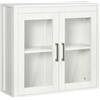 kleankin Armadio da bagno a muro 2 ante Moderno 60x19.5x54 cm Bianco | Vetro, ripiano regolabile, armadio da bagno sospeso, per cucina, camera da letto, WC
