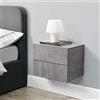 [en.casa] Comodino da Parete con 2 Cassetti 40 x 29 x 30 cm Cassettiera Pensile Portaoggetti da Muro - Effetto Cemento