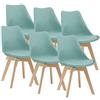[en.casa] Set 6 Sedie con Gambe in Legno di Faggio e Scocca Rivestita in Similpelle Seduta Imbottita Design Ergonomico per Sala Pranzo Cucina Ufficio - Menta Verde
