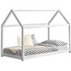 [en.casa] Letto per Cameretta a Forma di Casetta Letto per Bambini Adolescenti Struttura in Legno di Pino in Stile Montessori 90 x 200 cm Bianco