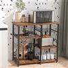 SogesHome Scaffale da Cucina, 3 +4 Supporto per Forno a Microonde con Ripiani, Mobile Cucina salvaspazio con cesti in Filo Metallico, 90 * 40 * 83 cm, Marrone Vintage W5S-FG-Sh