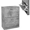 MA MAISON Scarpiera in Legno 63X24X81CM - Struttura in Legno Truciolare, Melaminico, Ante con Divisori, Salvaspazio, per Ingresso, Organizza Scarpe, Design Elegante - (Effetto Cemento, 2 Ante)