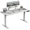 Radlove - Scrivania elettrica regolabile in altezza con supporto per monitor, display LED, scrivania in piedi 160x76 cm, scrivania regolabile per home office e ufficio, bianco